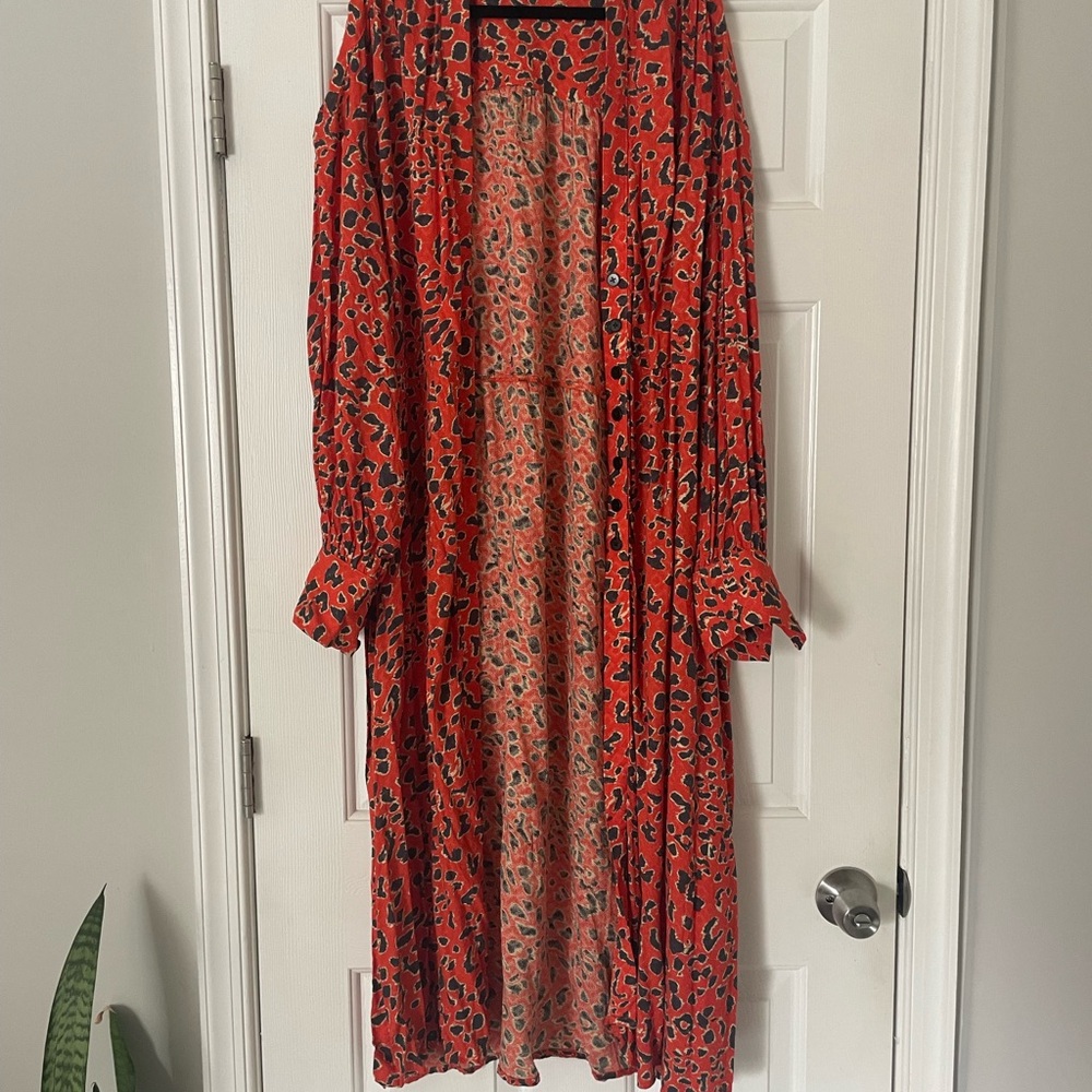 Free People Patterned Long Kimono